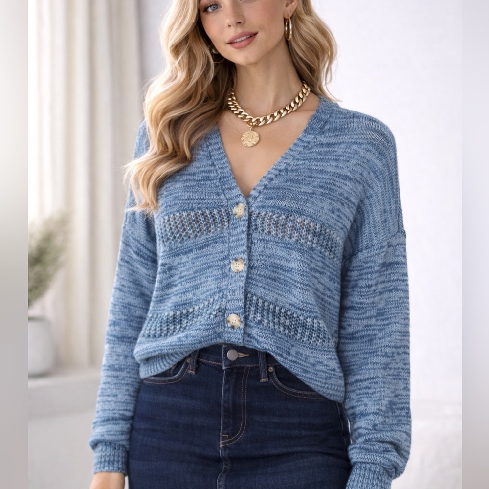 Turquoise Blue Women's Cardigan Size XL Stretchy Soft Comfy Colorful Timeless